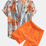 Ensemble Capucine — chemise à imprimé fleurs et plantes & short de bain