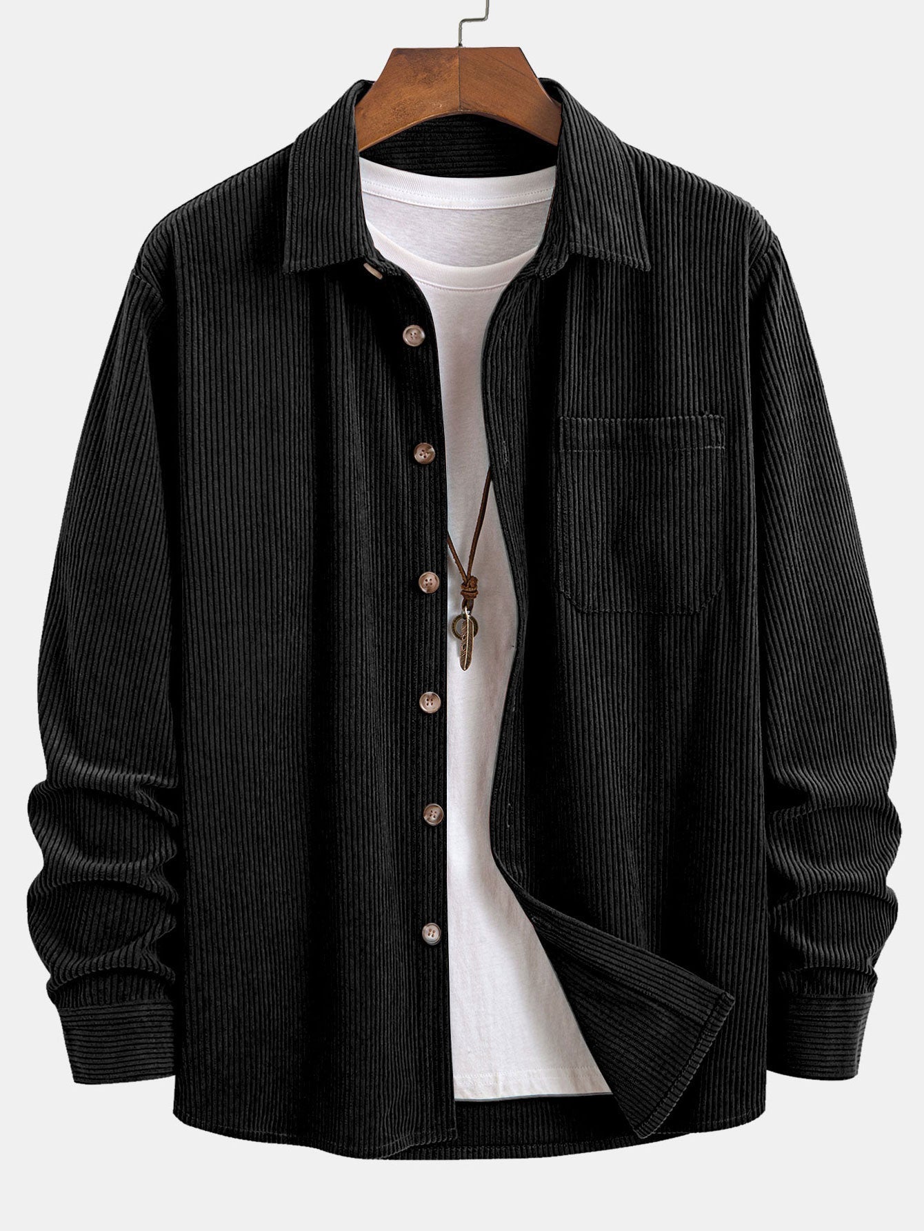 Ensemble — chemise en velours côtelé & pantalon en velours côtelé à jambe droite