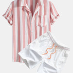 Ensemble Capucine — chemise rayée à col cubain & short de bain