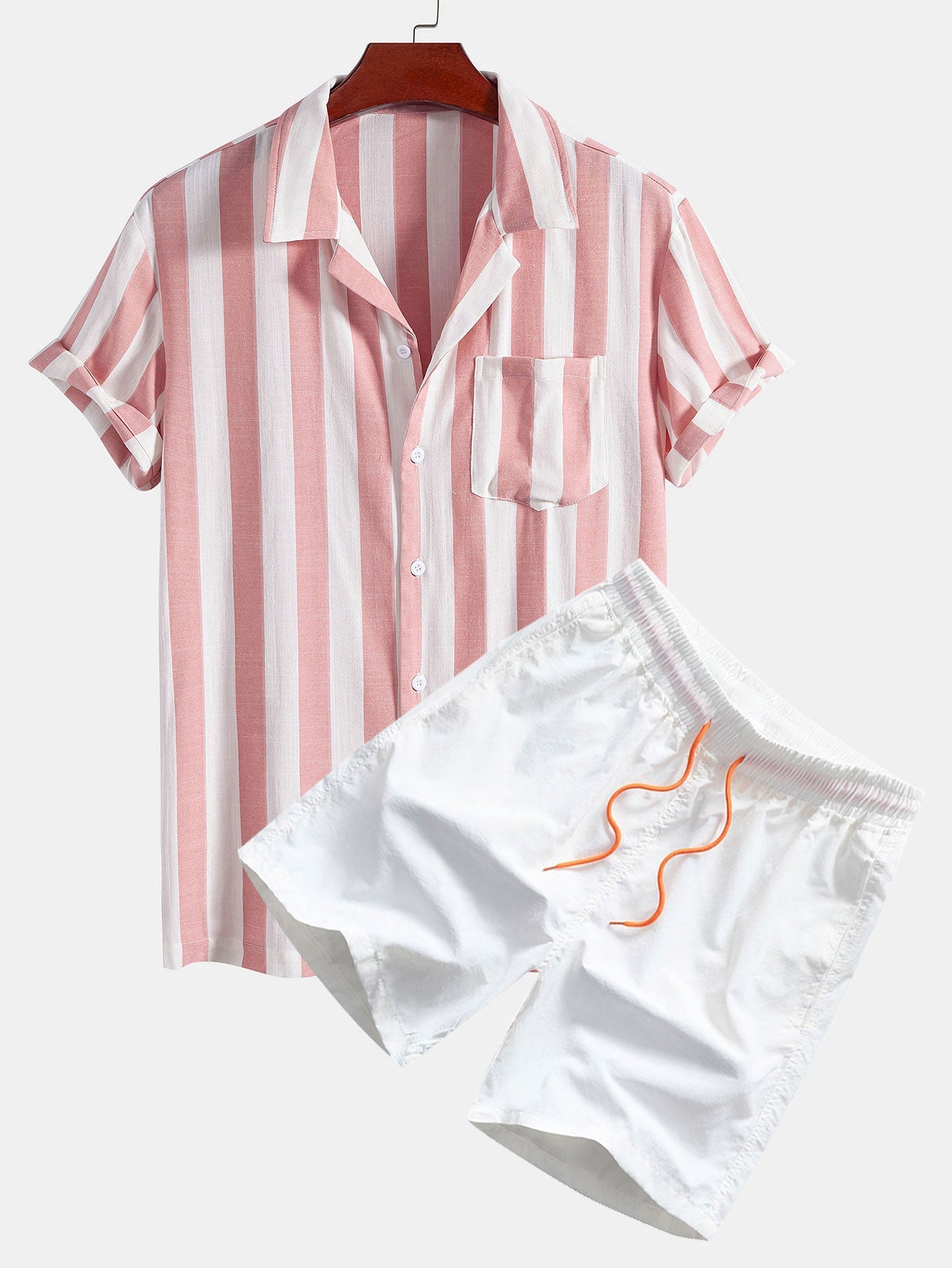 Ensemble Capucine — chemise rayée à col cubain & short de bain