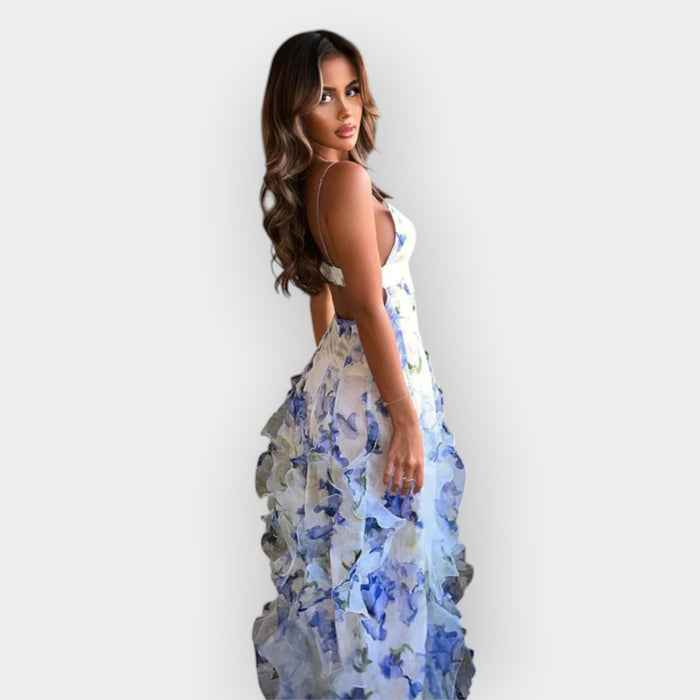 Robe longue à volants