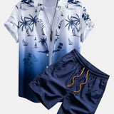 Ensemble — chemise à imprimé palmiers dégradé & short de bain