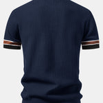 Ensemble — polo en maille gaufrée à bordure rayée contrastante & pantalon fuselé coupe slim