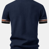 Ensemble — polo en maille gaufrée à bordure rayée contrastante & pantalon fuselé coupe slim