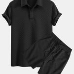 Ensemble — polo jacquard géométrique & short jacquard géométrique