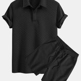 Ensemble — polo jacquard géométrique & short jacquard géométrique