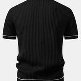 Ensemble — polo gaufré zippé en maille à bordure contrastante & pantalon fuselé coupe slim