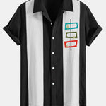 Chemise bowling patchwork en lin à imprimé atomique