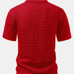 Ensemble — polo crocheté à col V & short texturé froissé à cordon