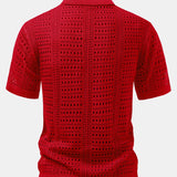 Ensemble — polo crocheté à col V & short texturé froissé à cordon