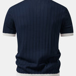 Ensemble — polo rayé à col Johnny et bordure contrastante & pantalon fuselé