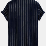 Ensemble Capucine — chemise texturée rayée & pantalon en lin à jambe droite