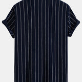 Ensemble Capucine — chemise texturée rayée & pantalon en lin à jambe droite
