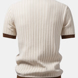 Ensemble — polo en maille texturée contrastante à col Johnny & pantalon texturé froissé