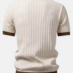 Ensemble — polo en maille texturée contrastante à col Johnny & pantalon à taille élastique