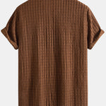 Ensemble — chemise cubaine texturée jacquard & pantalon texturé froissé à jambe droite