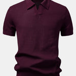Ensemble — polo en maille crochetée texturée à col Johnny & pantalon en lin