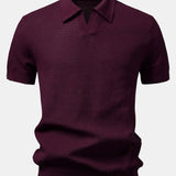 Ensemble — polo en maille crochetée texturée à col Johnny & pantalon en lin