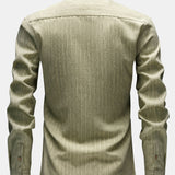 Chemise boutonnée en lin rayé à manches longues