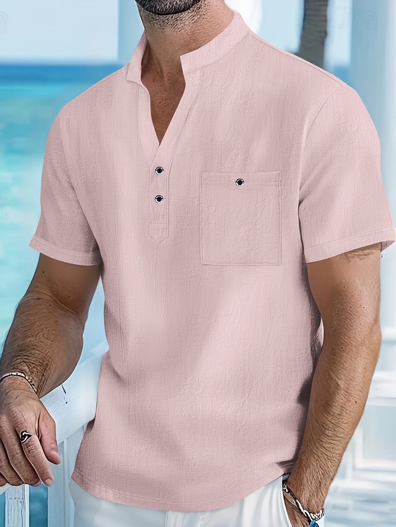 HENLEY COTTON SHIRT FOR MEN