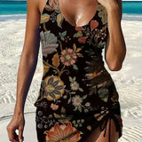 Fiesta | Tankini graphique fleuri avec short, effet ventre plat