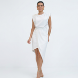 Léonie | Robe drapée asymétrique à épaulettes
