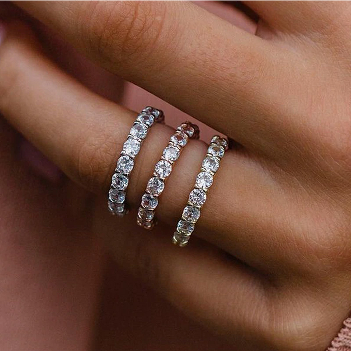 Bague en diamants à double anneau