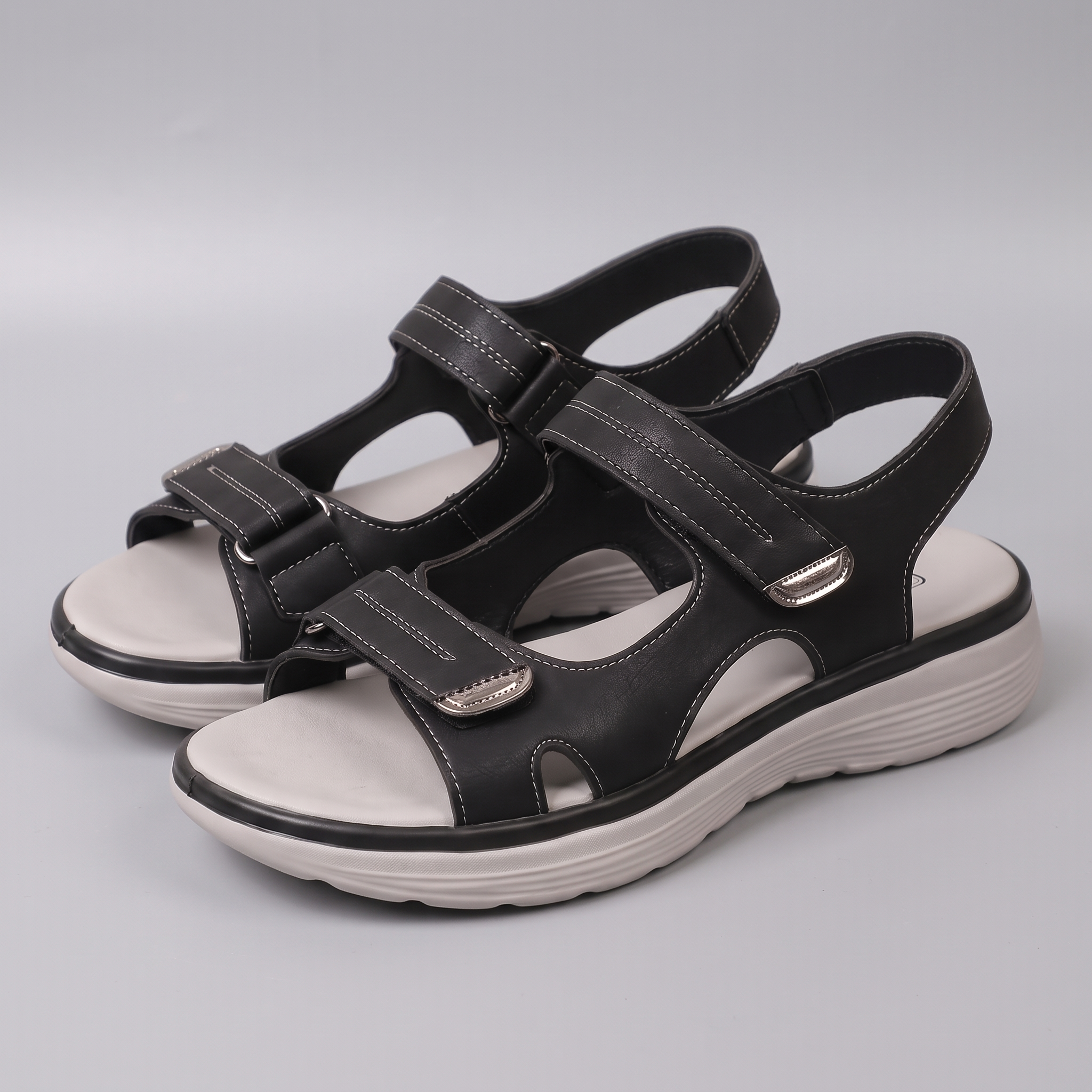 Lydia | Sandales confort Noir, vue de face