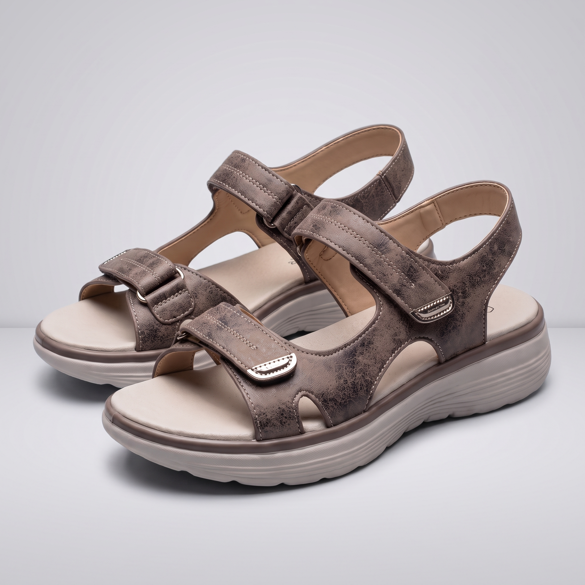 Lydia | Sandales confort Marron, vue de face