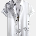 Ensemble — chemise à imprimé peinture traditionnelle à l'encre orientale & short de bain à cordon
