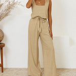 Megan - Ensemble Top Minimaliste et Pantalon Évasé