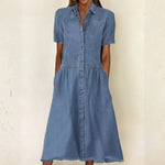 Robe en Jean à Manches Courtes Coupe Décontractée