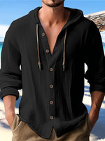HOODED LINEN SHIRT FOR MEN