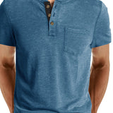 COTTON BLEND HENLEY TOP FOR MEN