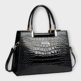 Emilie — Sac à main en cuir crocodile brillant
