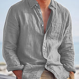 LAPEL BUTTON COTTON SHIRT FOR MEN