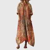 Maëlys | Robe longue extensible à imprimé médaillon