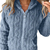 Marie | Sweat zippé à capuche en maille torsadée