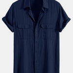 Ensemble — chemise utilitaire à poches en lin et viscose & pantalon en lin à jambe droite