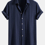 Ensemble — chemise jacquard géométrique & pantalon en lin à jambe droite