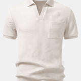 Ensemble — polo gaufré à col Johnny et poche & pantalon gaufré en maille à cordon