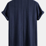 Ensemble — chemise jacquard géométrique & pantalon en lin à jambe droite