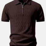 Ensemble — polo zippé en maille jacquard torsadé & pantalon fuselé coupe slim