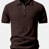 Ensemble — polo zippé en maille jacquard torsadé & pantalon fuselé coupe slim