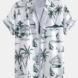Ensemble — chemise à imprimé nautique & short de bain uni à cordon