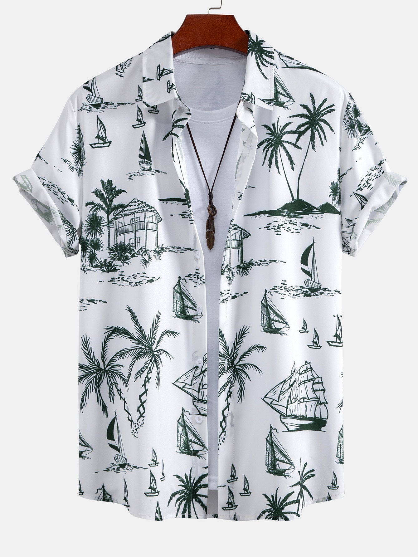 Ensemble — chemise à imprimé nautique & short de bain uni à cordon