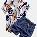 Ensemble — chemise à imprimé feuilles colorées & short de bain