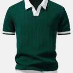Ensemble — polo en maille texturée contrastante à col V & short chino en coton