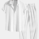 Ensemble — chemise côtelée coupe ajustée & pantalon côtelé à jambe droite