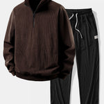 Ensemble — sweat en velours côtelé à col zippé et manches raglan & pantalon en velours côtelé